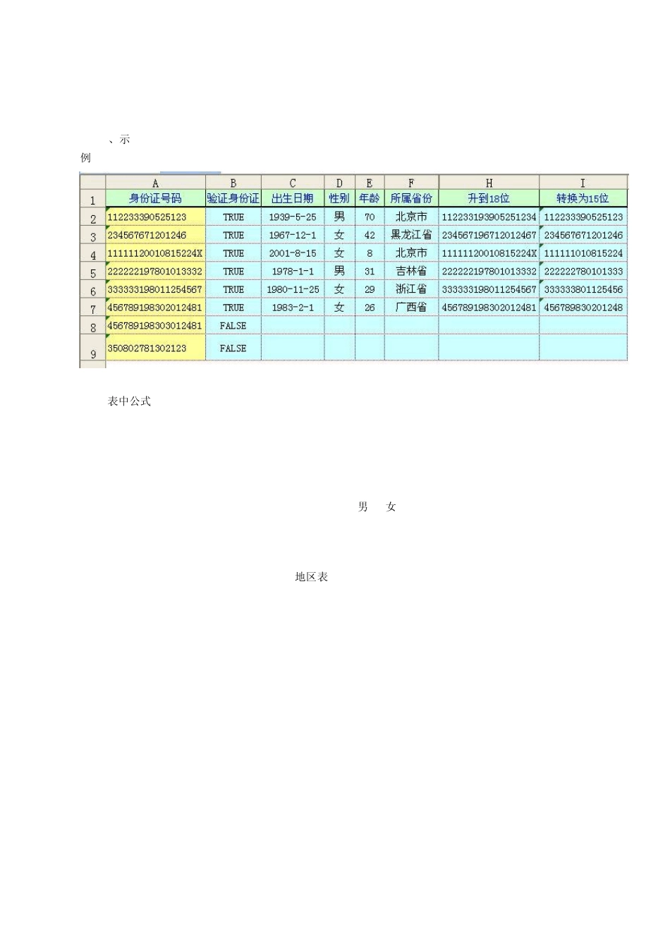 EXCEL中如何提取身份证出生日期、性别、检验身份证号码的正确性_第3页