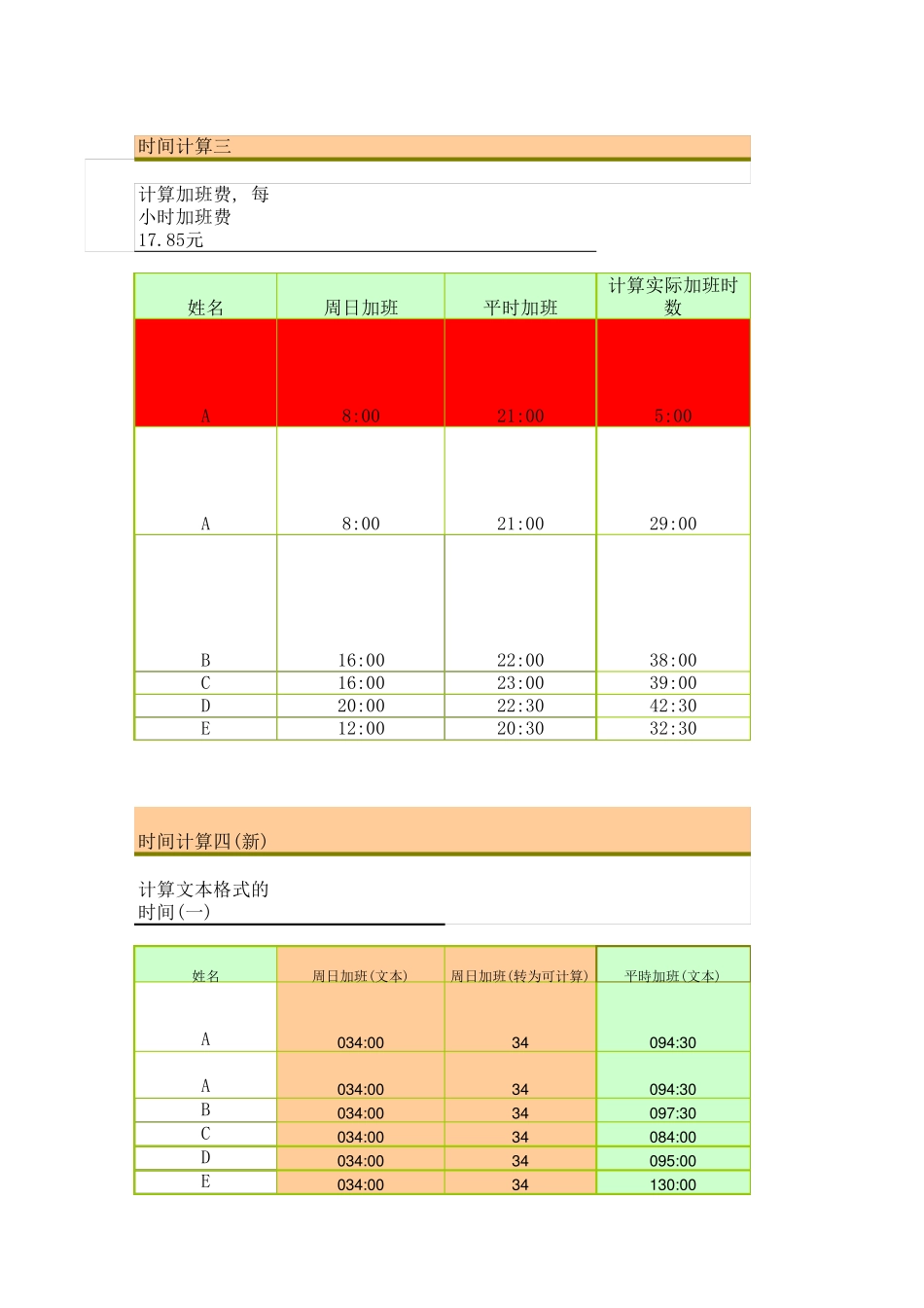 EXCEL中时间计算公式_第2页
