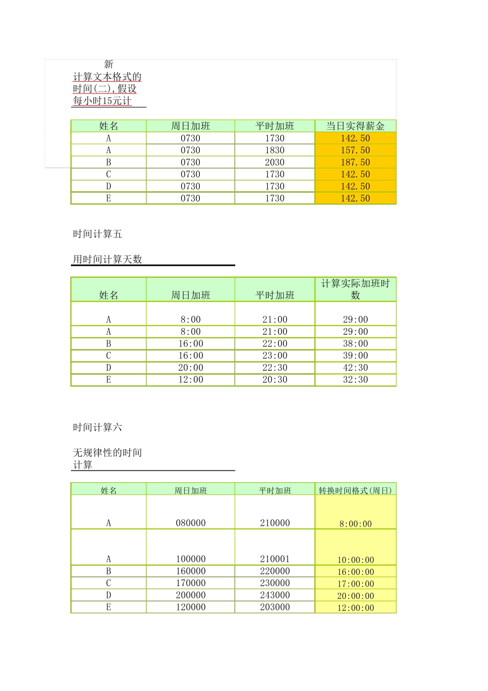 EXCEL中时间计算公式_第3页