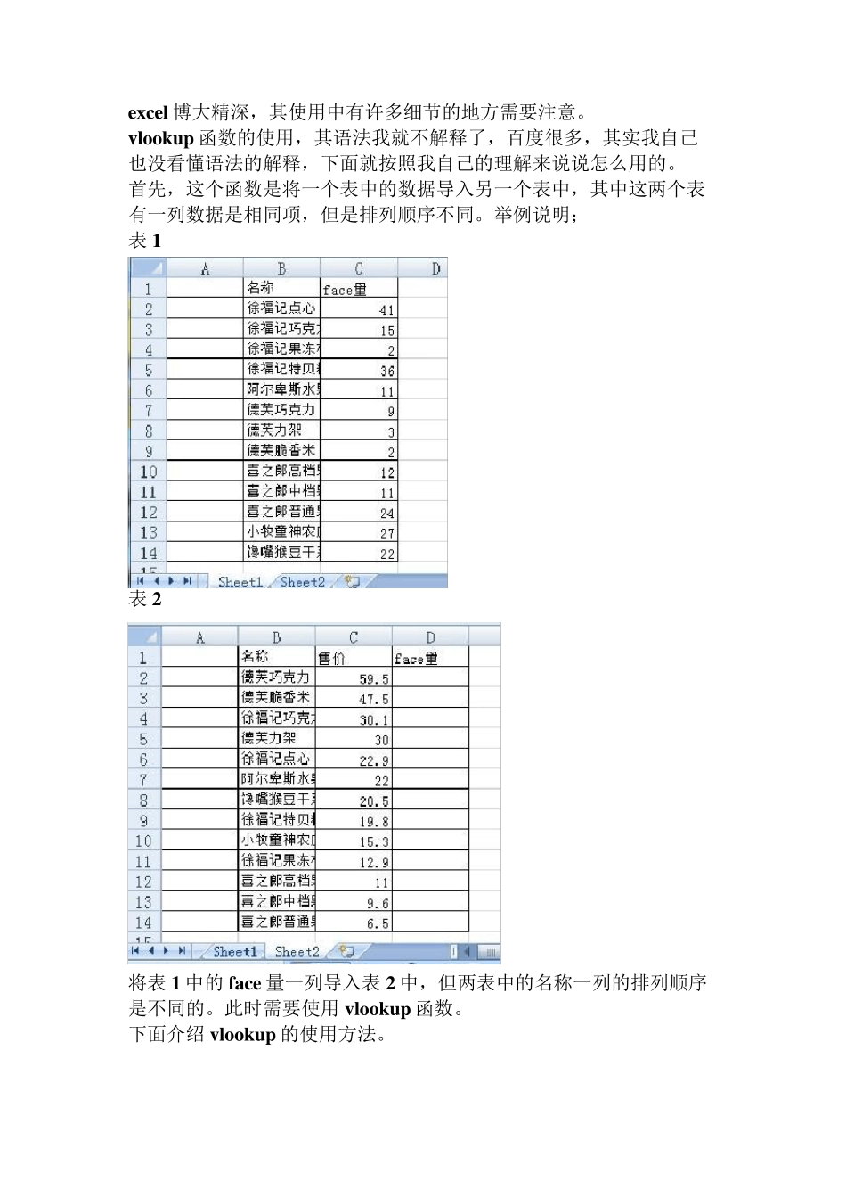 excel中的vlookup函数的使用方法及注意事项_第1页