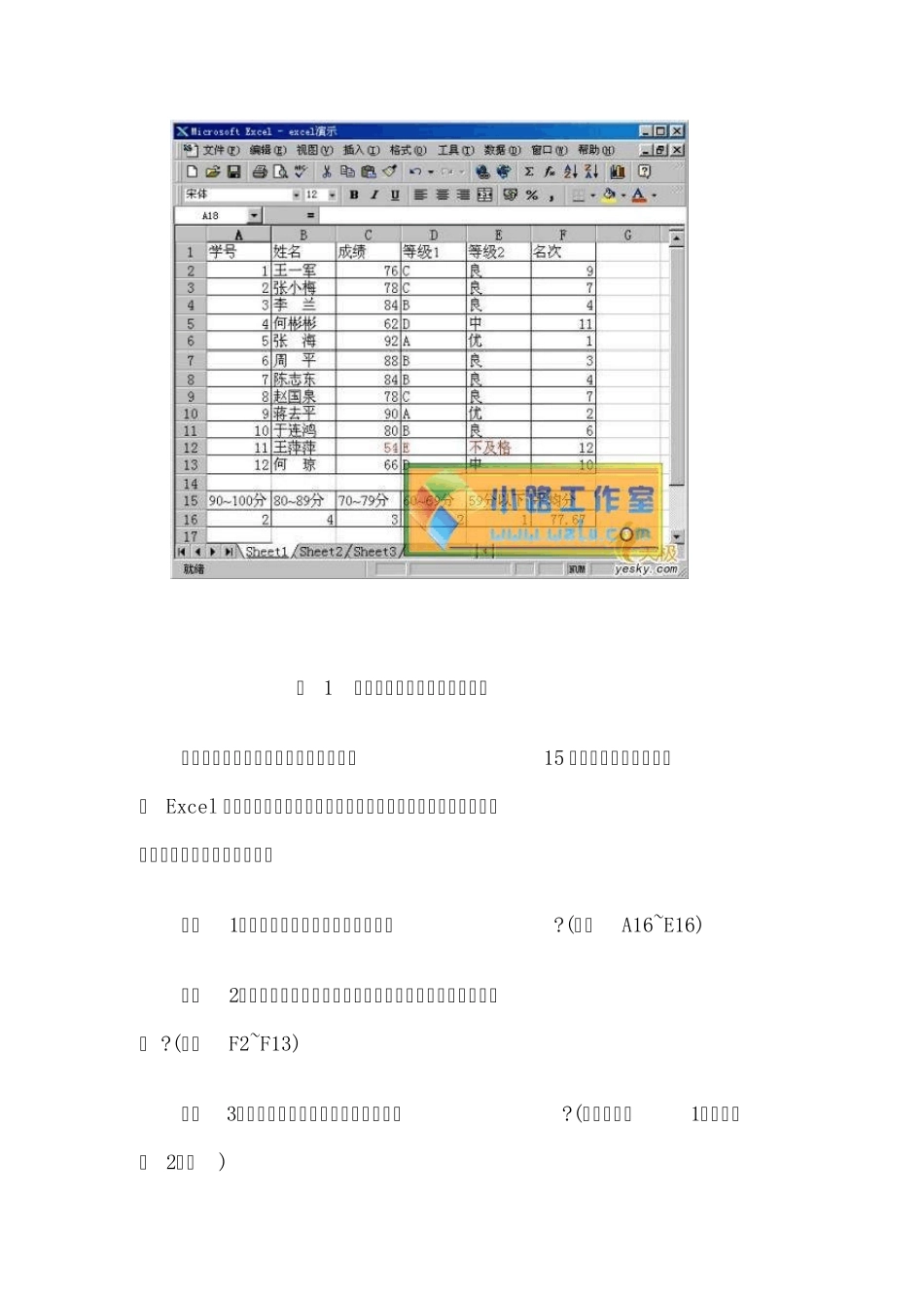 EXCEL中统计成绩常用的函数_第2页