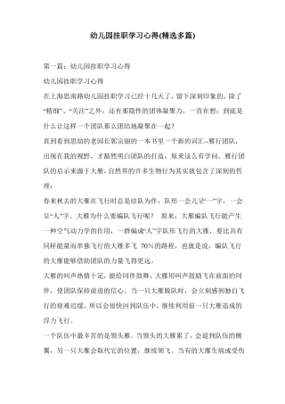 幼儿园挂职学习心得精选多篇