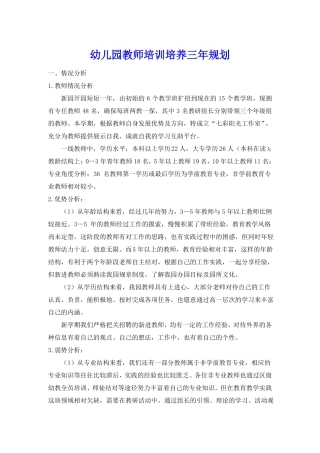 幼儿园教师培训培养3年规划