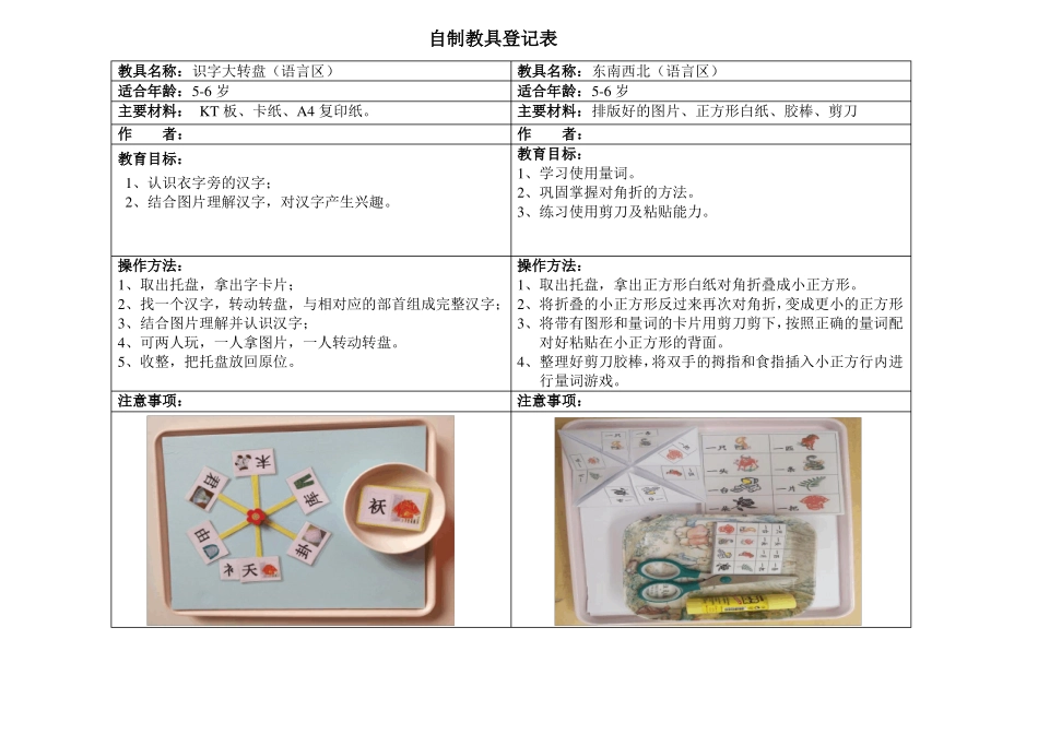幼儿园教师自制教具登记表_第1页