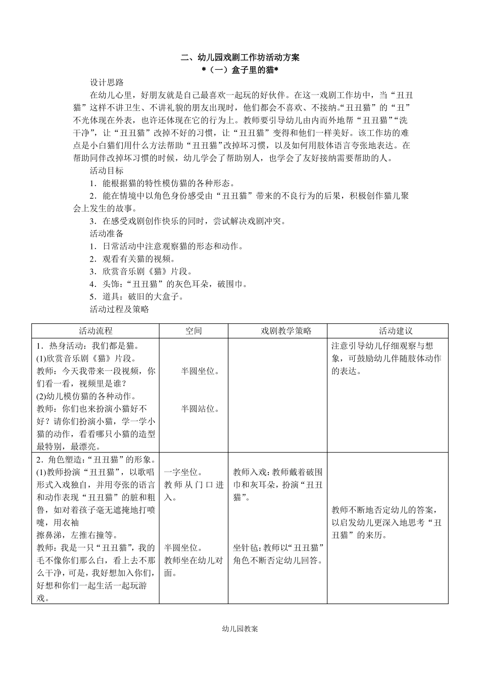 幼儿园教育：幼儿园戏剧工作坊活动方案_第1页