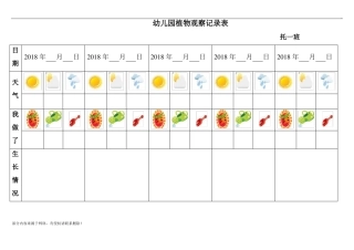 幼儿园植物观察记录表格