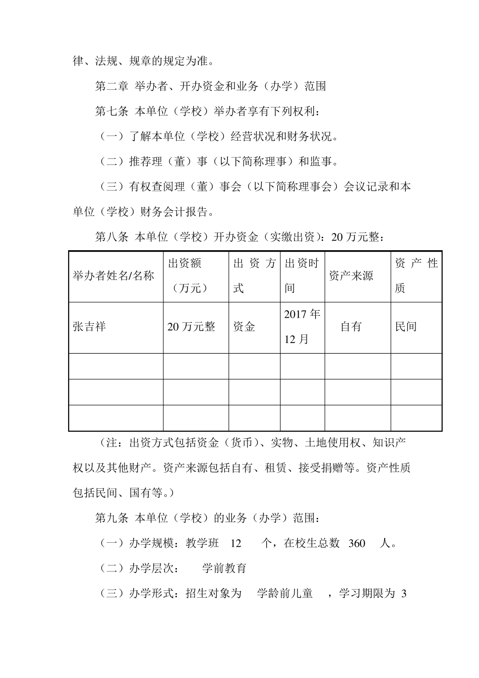 幼儿园民办非企业章程_第2页