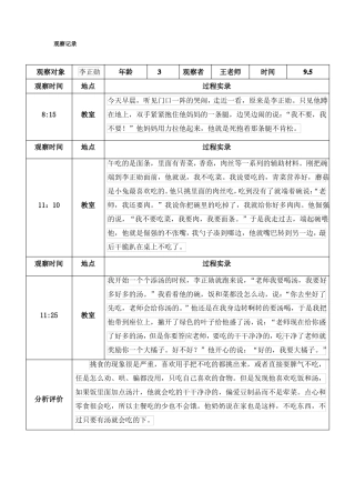 幼儿园观察记录40篇