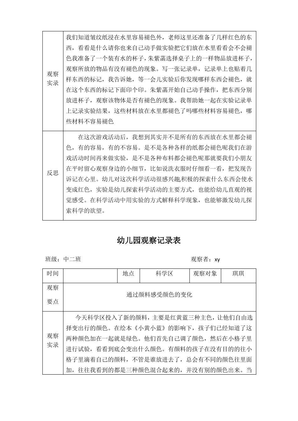 幼儿科学区观察记录表_第2页