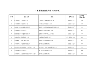 广东水泥企业及产能2016年权威版