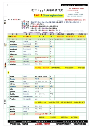 广州英语单词含音标初三9年级下沪教广深版