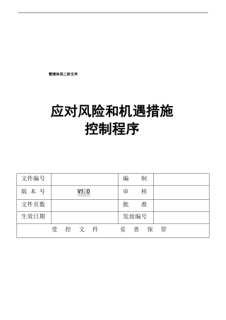 应对风险和机遇措施控制程序-OK