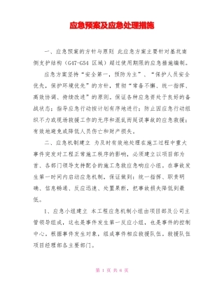 应急预案及应急处理措施