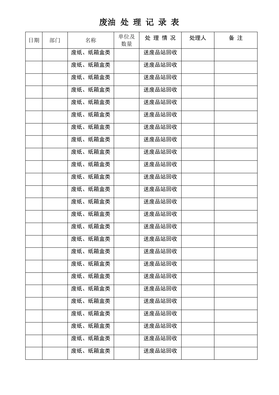 废弃物处理记录表_第1页