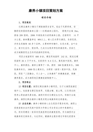 康养小镇项目方案