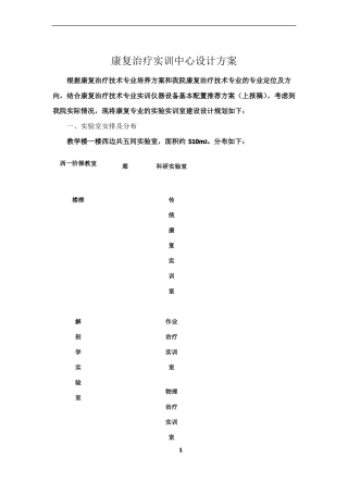 康复治疗技术专业实训室设计方案