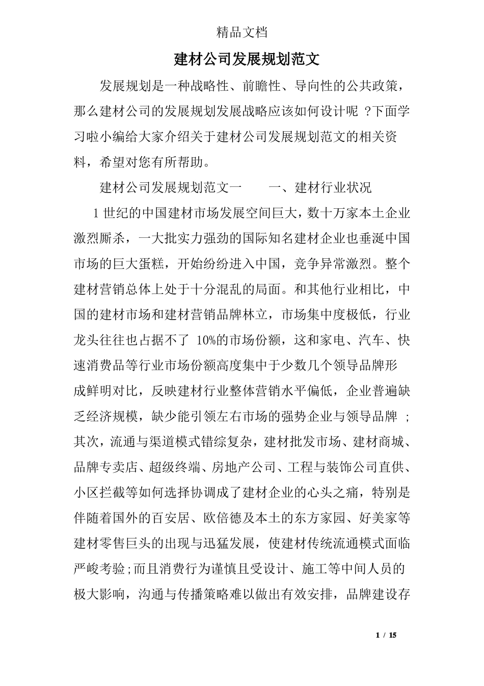 建材公司发展规划范文_第1页