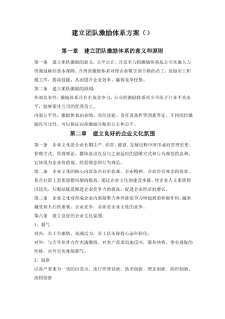 建立团队激励体系方案