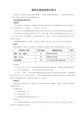 建筑业增值税抵扣要点