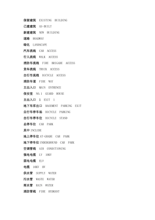 建筑中英文对照