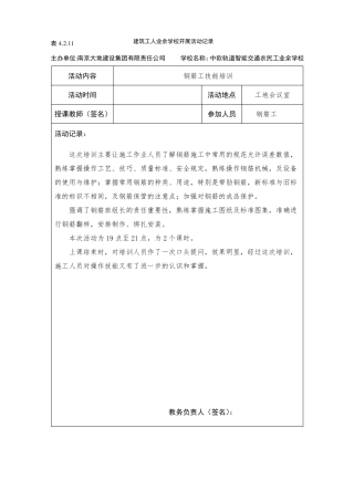 建筑工人业余学校开展活动记录