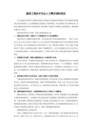 建筑工程技术专业人才需求调研报告
