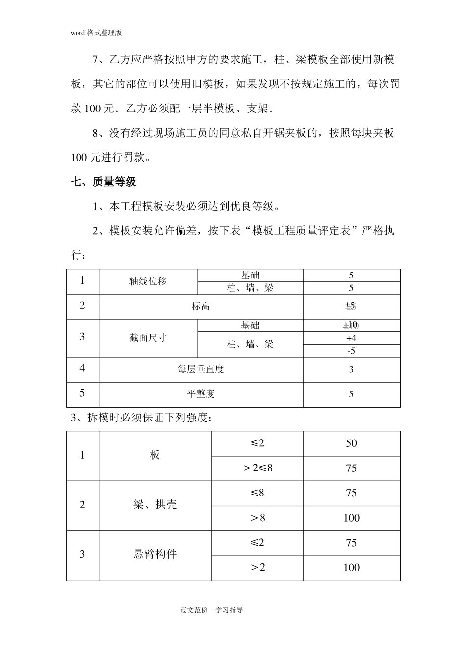 建筑工程模板劳务分包合同范本_第3页