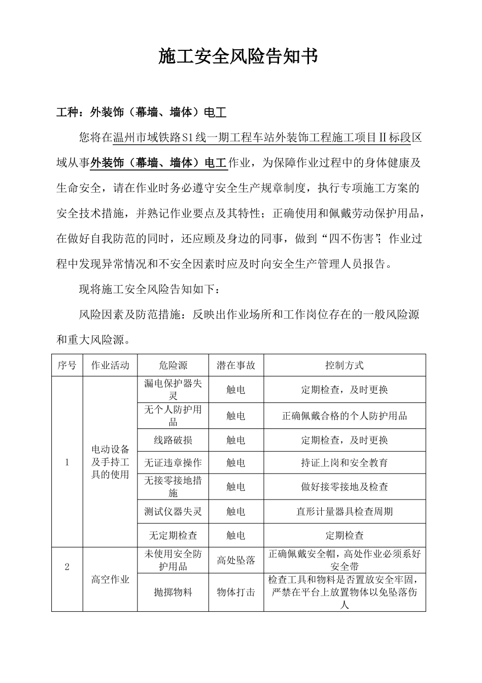 建筑施工风险告知书_第3页