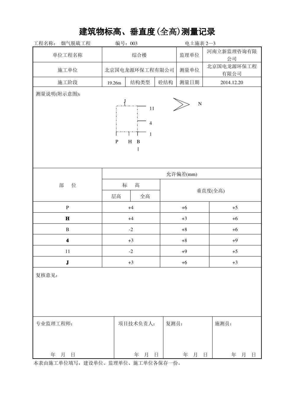 建筑物标高垂直度全高测量记录_第3页