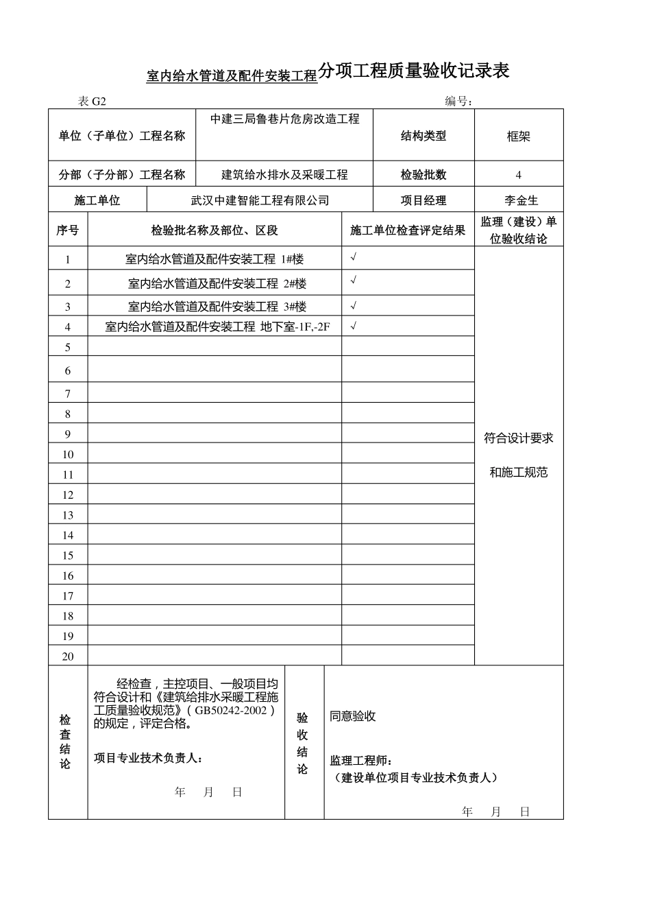 建筑给水排水及采暖分部工程质量验收记录_第2页