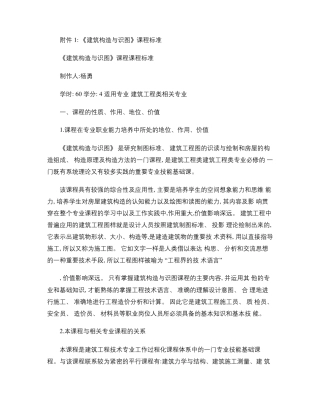 建筑识图与构造学习领域课程标准汇总