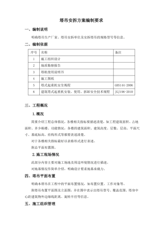 建设工程塔吊安拆方案编制要求
