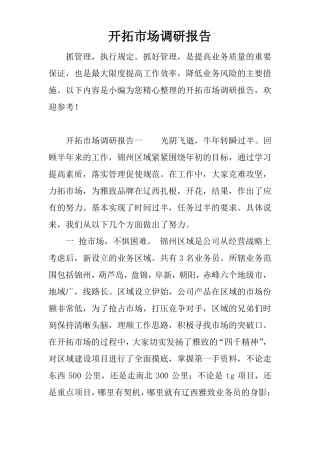 开拓场调研报告
