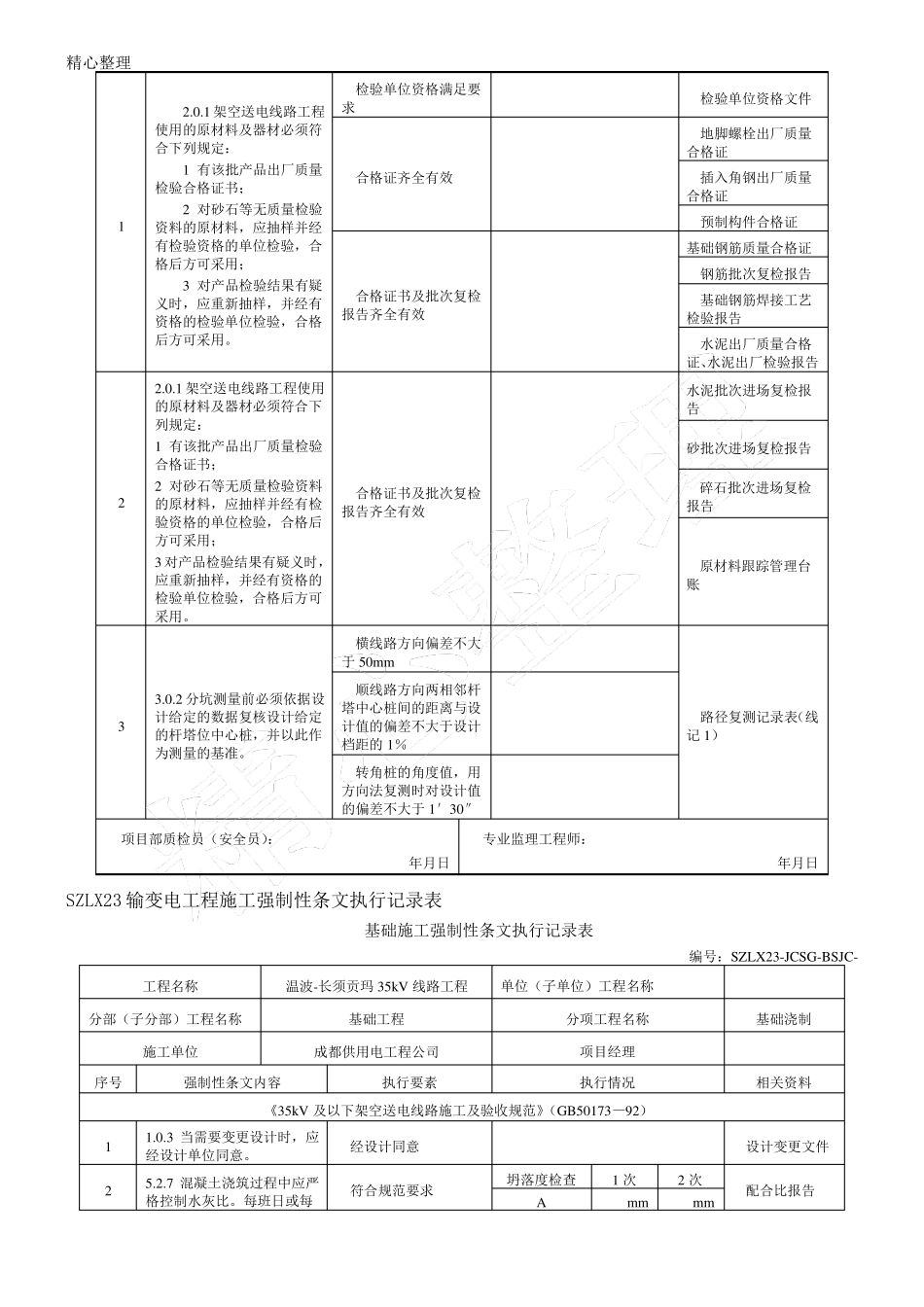 强条执行记录表格模板_第2页
