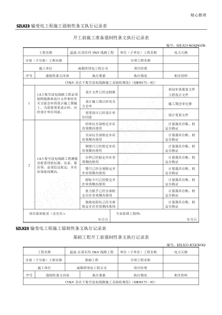 强条执行记录表格模板