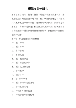 影视商业计划书