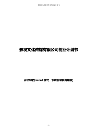 影视文化传媒有限公司创业计划书