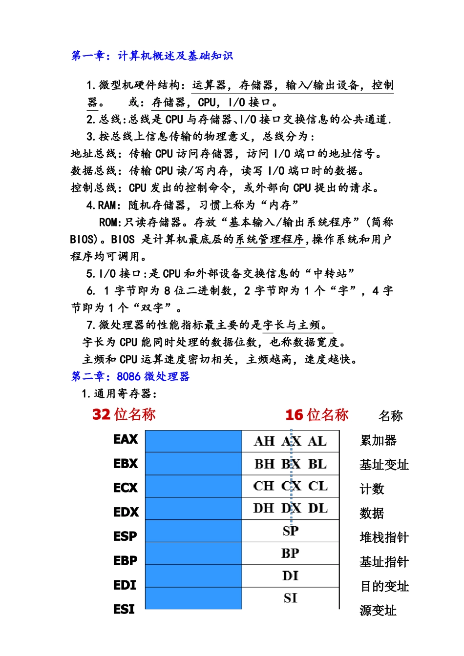 微机原理考点整理孙力娟_第1页