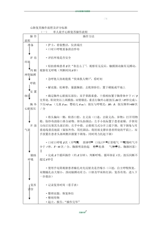 心肺复苏操作流程及评分标准