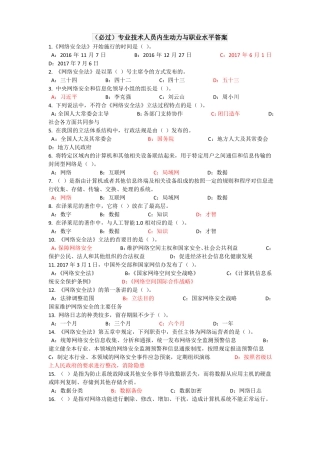 必过2018专业技术人员内生动力与职业水平答案