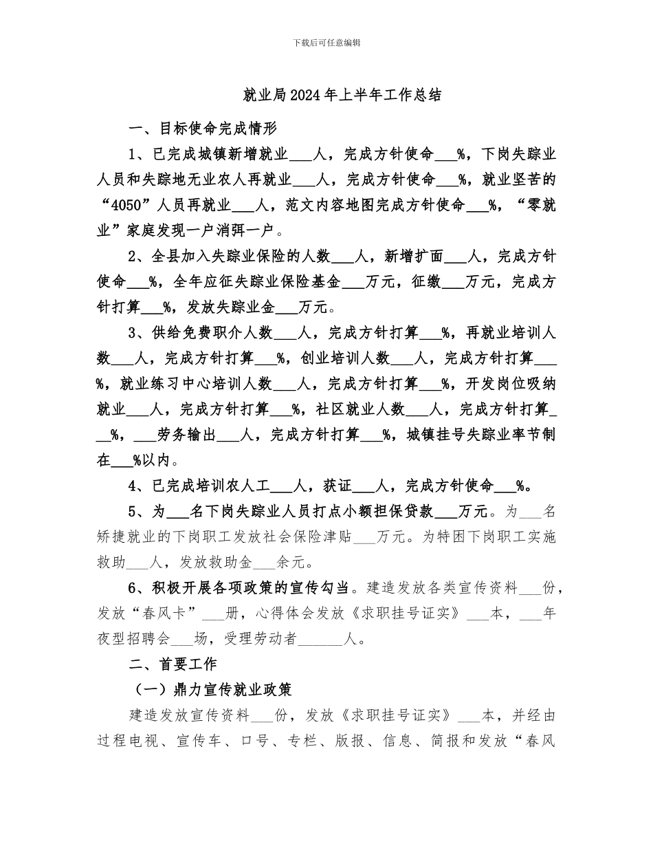 就业局2024年上半年工作总结_第1页