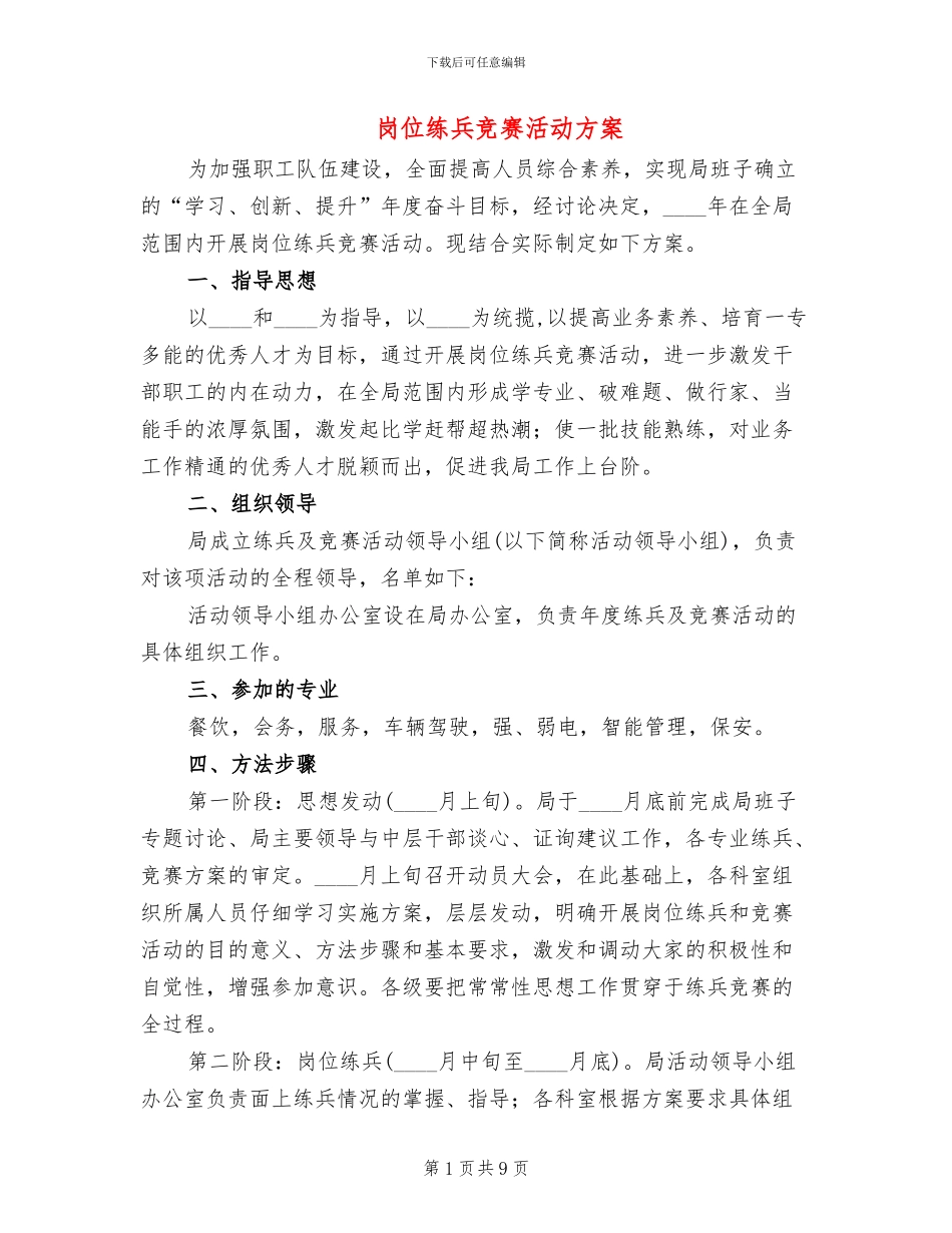 岗位练兵竞赛活动方案_第1页