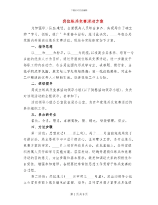 岗位练兵竞赛活动方案