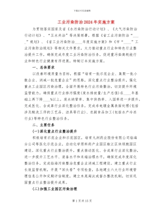 工业污染防治2024年实施方案