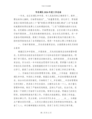 市农调队2024年度工作总结