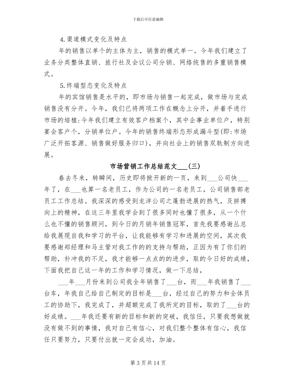 市场营销工作总结范文2024年_第3页