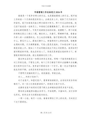 市场营销工作总结范文2024年