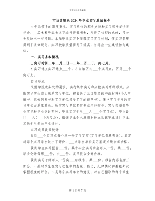 市场营销系2024年毕业实习总结报告