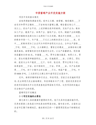 市委富硒产业开发实施方案
