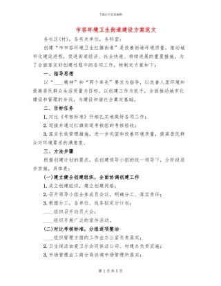 市容环境卫生街道建设方案范文